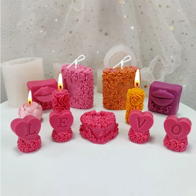 Valentine′s Day Wedding 3D Rose Silicone Candle Soap Molds